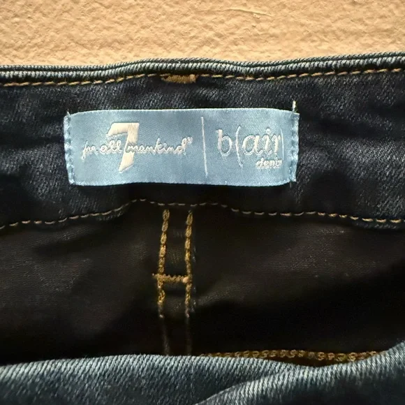 7 For All Mankind Dark Blue Straight Jeans - Picture 2 of 9